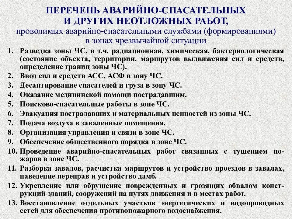 Составляющие аварийно спасательных работ. Порядок выполнения спасательных работ. перечень аварийно-спасательных работ. организация проведения аварийно-спасательных работ. организация и проведение спасательных и других неотложных работ..