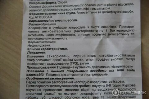 Хлорофиллипт инструкция по применению отзывы