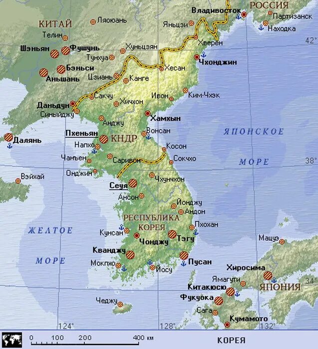 Географическая карта Южной Кореи. Географическая карта КНДР. Границы Северной Кореи и Южной Кореи на карте. Корейский полуостров на карте.