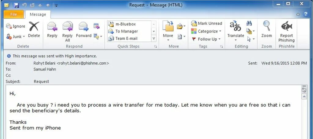 Wire fraud. Message html. Reply was deleted..