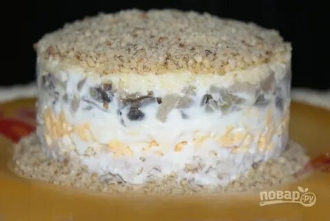 Салат слоеный курица грибы грецкий орех