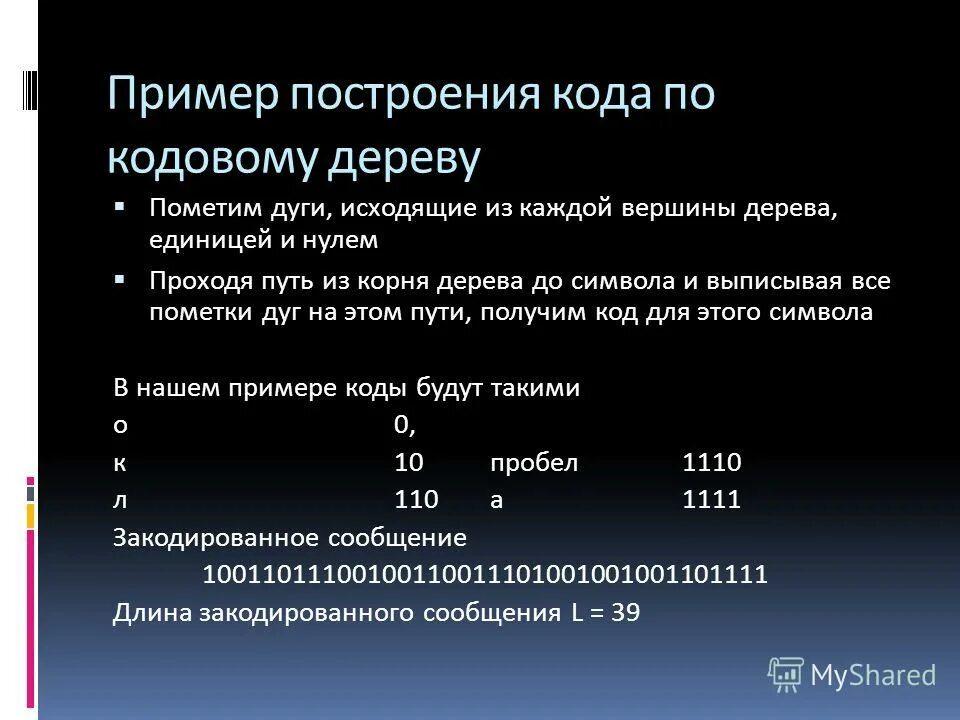 Условие однозначного кодирования
