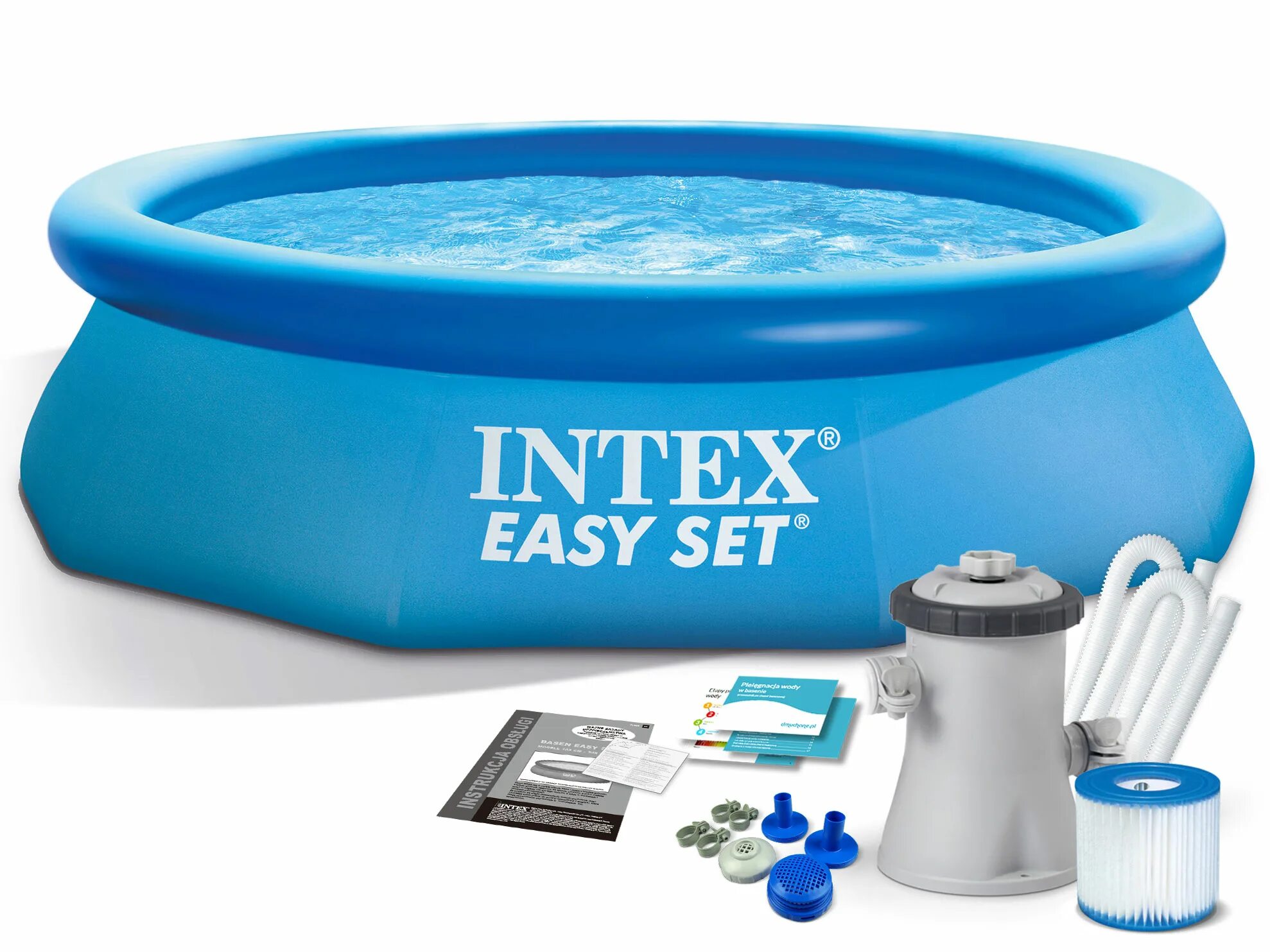 Бассейн intex х см. Бассейн надувной easy set (244x61 см) + фильтр-насос 1250 лч intex 28108. бассейн надувной intex easy set 244x76 см. бассейн easy set 244х76см, 2419л. бассейн надувной intex 28118 305х61см easy set 3077 л фильтр-насос 1250лч.