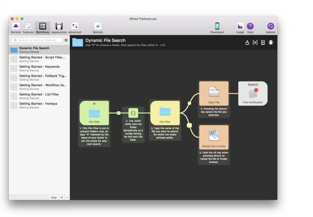 Dynamic start. Alfred 5 for Mac. Alfred Mac os. File and filer. Script folder for presenter.