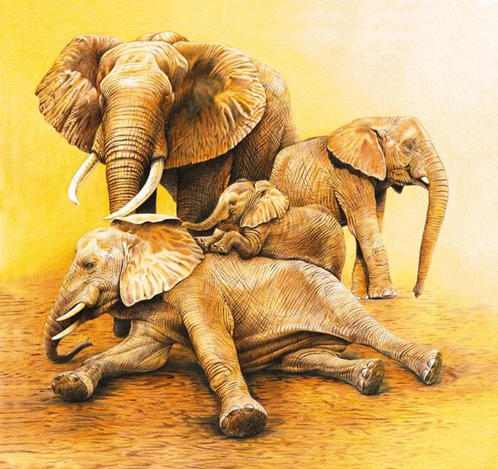 4 слоника. Слон живопись. Слоны для декупажа. Семья слонов. Картина слоны.