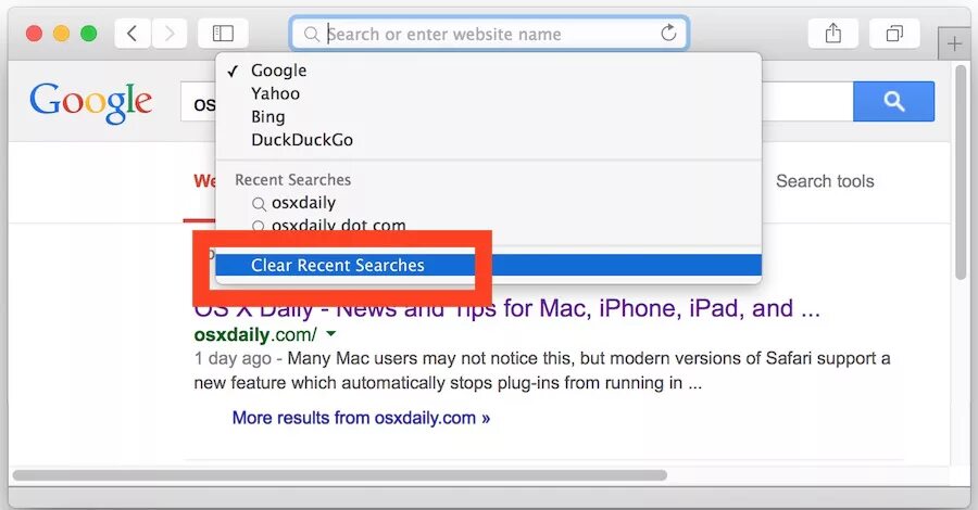 Clear search