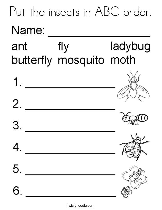 Write the odd word mosquito butterfly