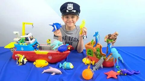 Игрушки щенячий патруль спасает райдера от акул