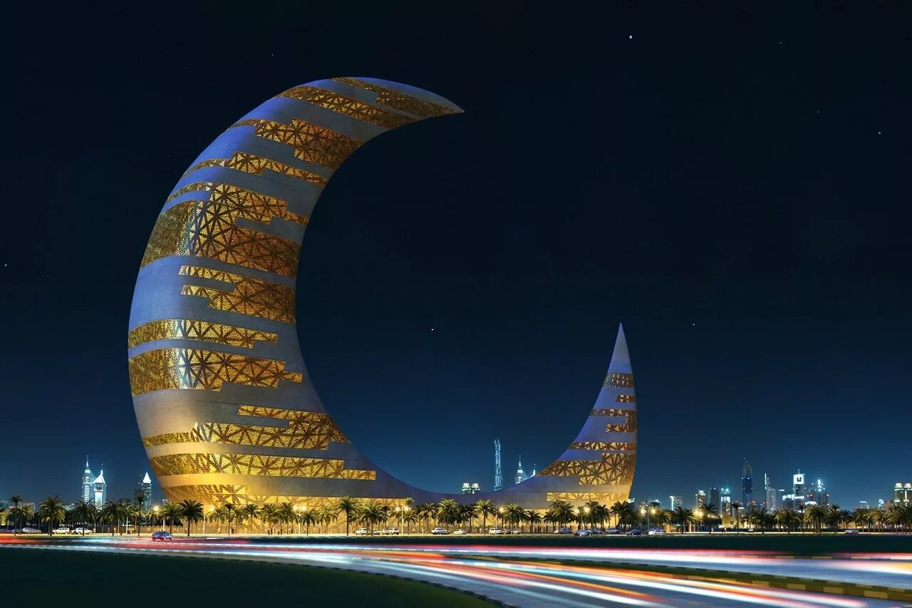 Самый прекрасный месяц. Мун Тауэр Дубай. Архитектура Дубаи полумесяц. Дубай товерс. Небоскреб-полумесяц, Дубай, ОАЭ..