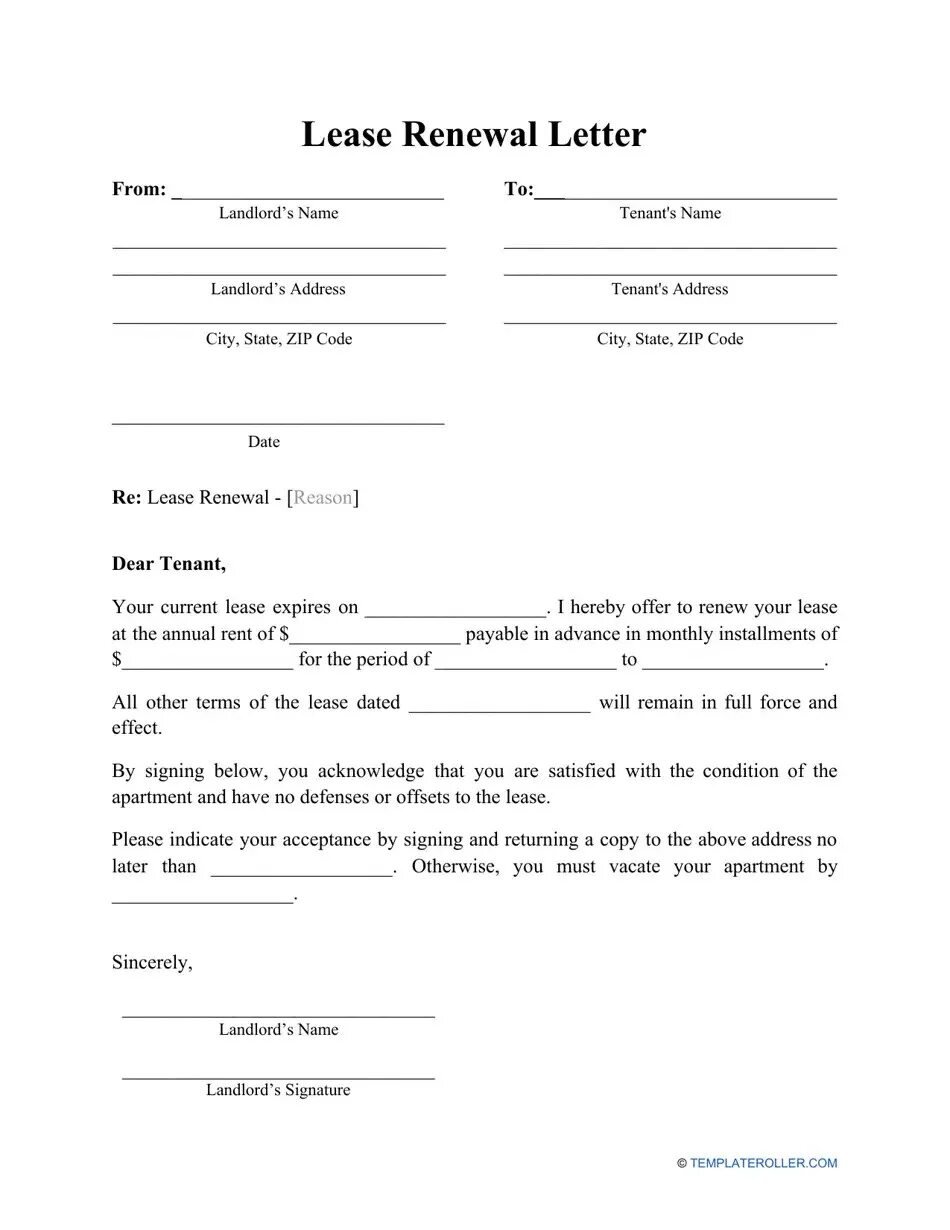 Renewal Lease form. Tenancy Contract Дубай. To Lease. South Africa Letter from tenant.