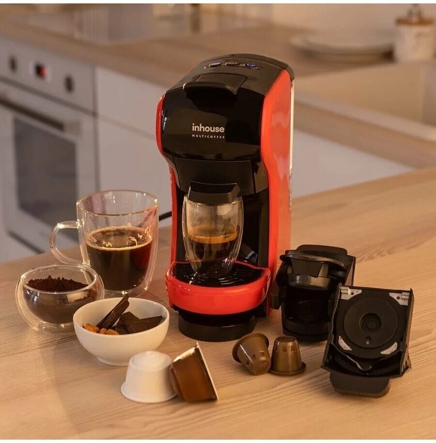 капсульная кофемашина inhouse multicoffee. кофемашина inhouse 2в1. кофемашина капсульного типа inhouse multicoffee icm1904bg. кофемашина inhouse multicoffee. Inhouse multicoffee 2 в 1.