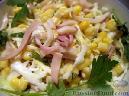 Салат из кальмаров огурцов и кукурузы