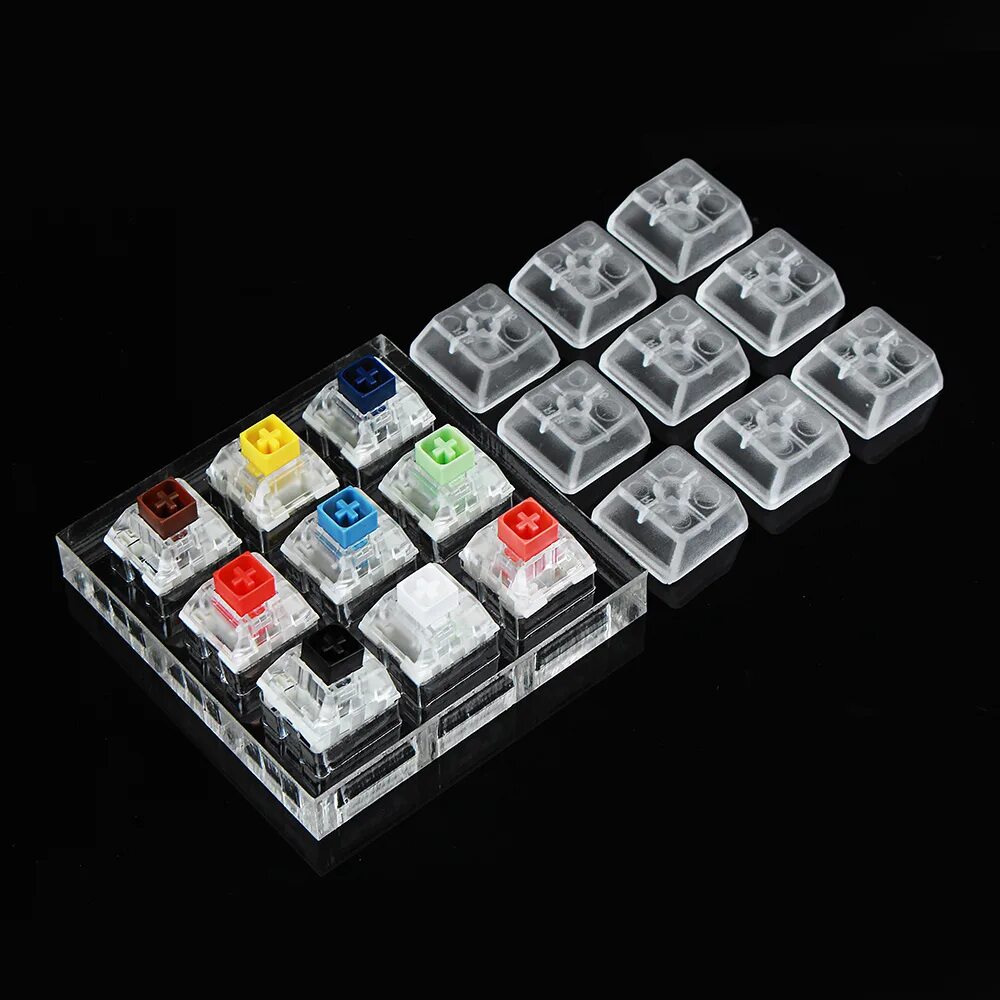 9 key. Keycaps for box switch. box switch клавиатура. прозрачные колпачки для кнопок kailh. clear keycaps.