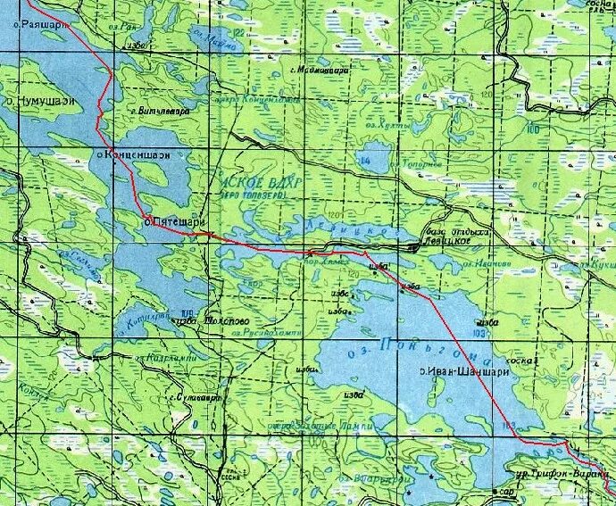 Карелия 2004. Водный поход на байдарке Щука-2. Озеро Топозеро, о.Поньгома, река 