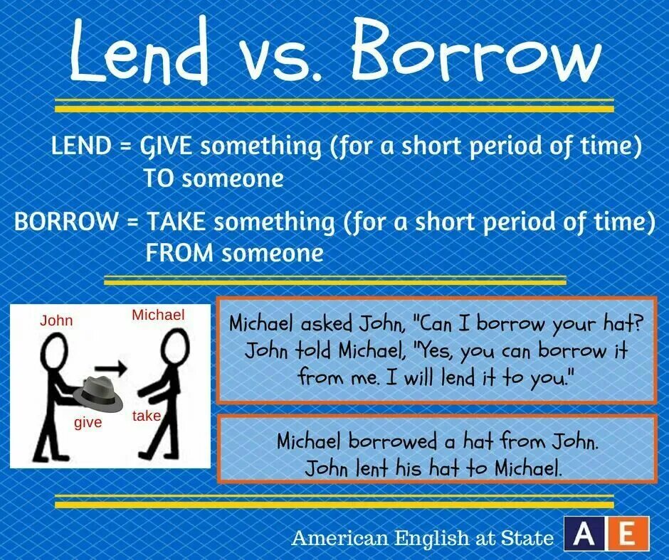 Borrow lend. Lend Borrow разница. Owe Borrow lend разница. Borrow lend rent разница в употреблении.