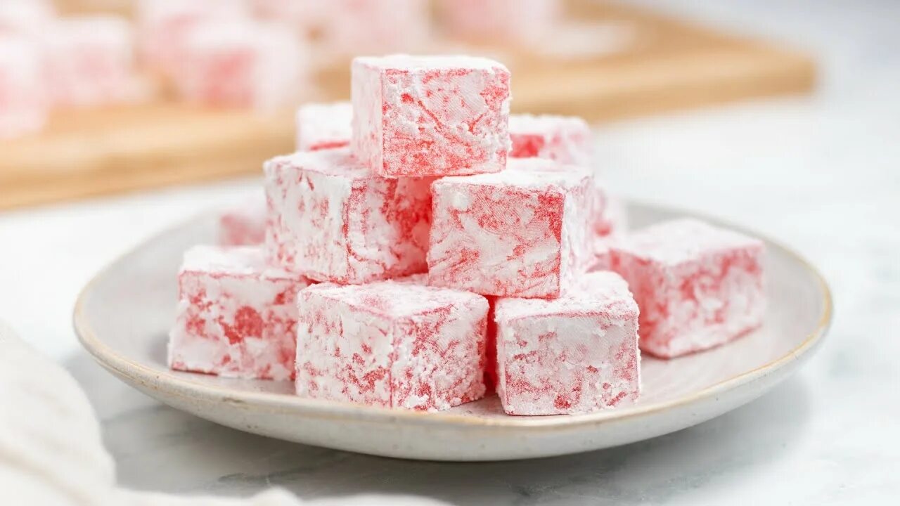 Рахат-лукум с ароматом клубники, "Koska", Cilek Aromali Lokum, 200гр ,Турция - к