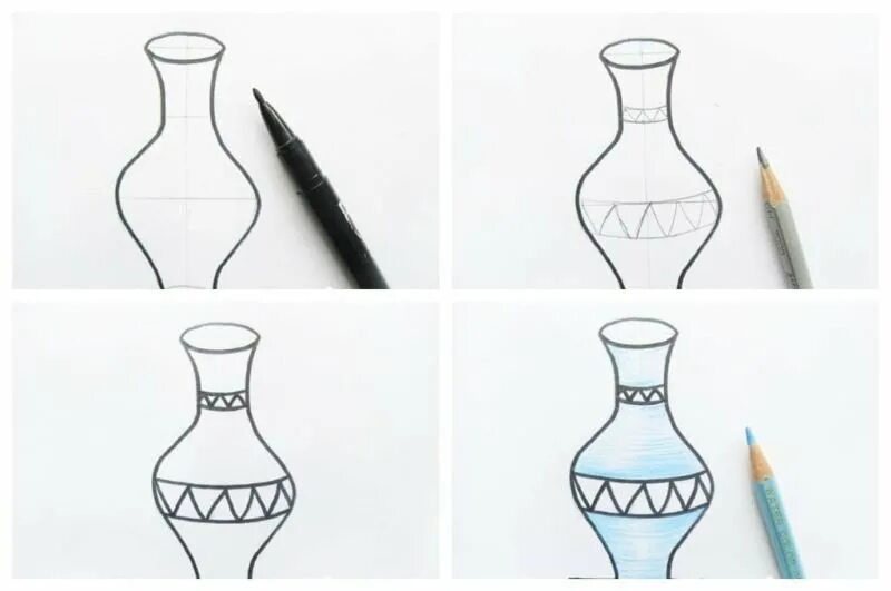 Ваза для рисования. Ваза поэтапное рисование. Ваза карандашом для начинающих. Рисунок вазы.