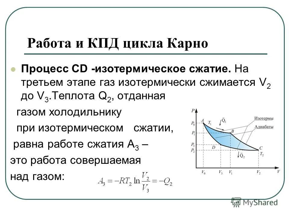 Цикл карно холодильной машины