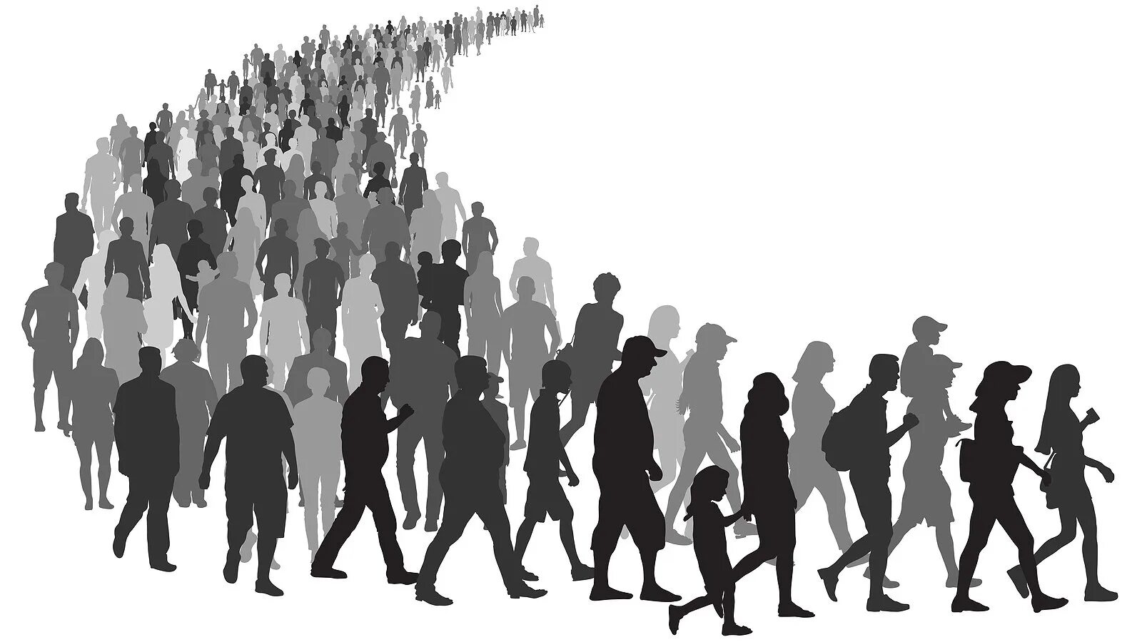 Длинная очередь. Поток клиентов. Большой поток информации. Общество поток. Человек в социуме.