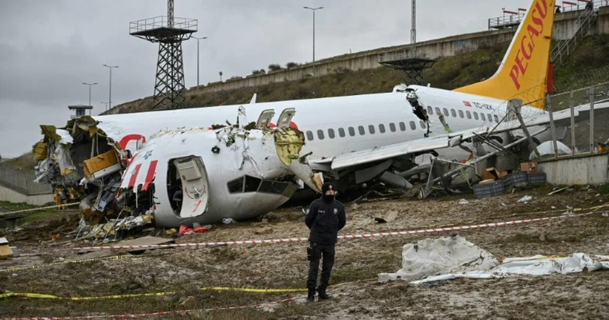 Having crashed plane