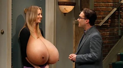 Hot blonde Kaley Cuoco’s giant tits topless.