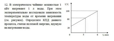 Определите кпд электрочайника