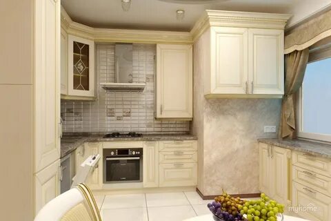 Бежевые классическая кухня