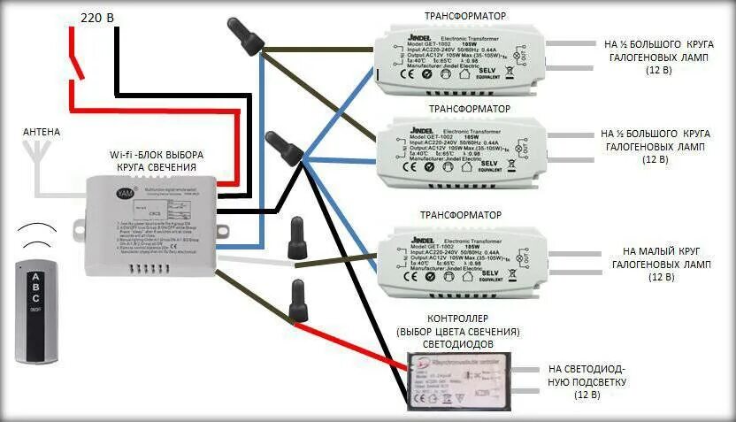 Схема подключения управления включения люстры с пульта. Схема подключения светодиодного светильника с пультом управления. , Схема включения диодной люстры с пультом. Блок управления люстрой с пультом схема подключения.