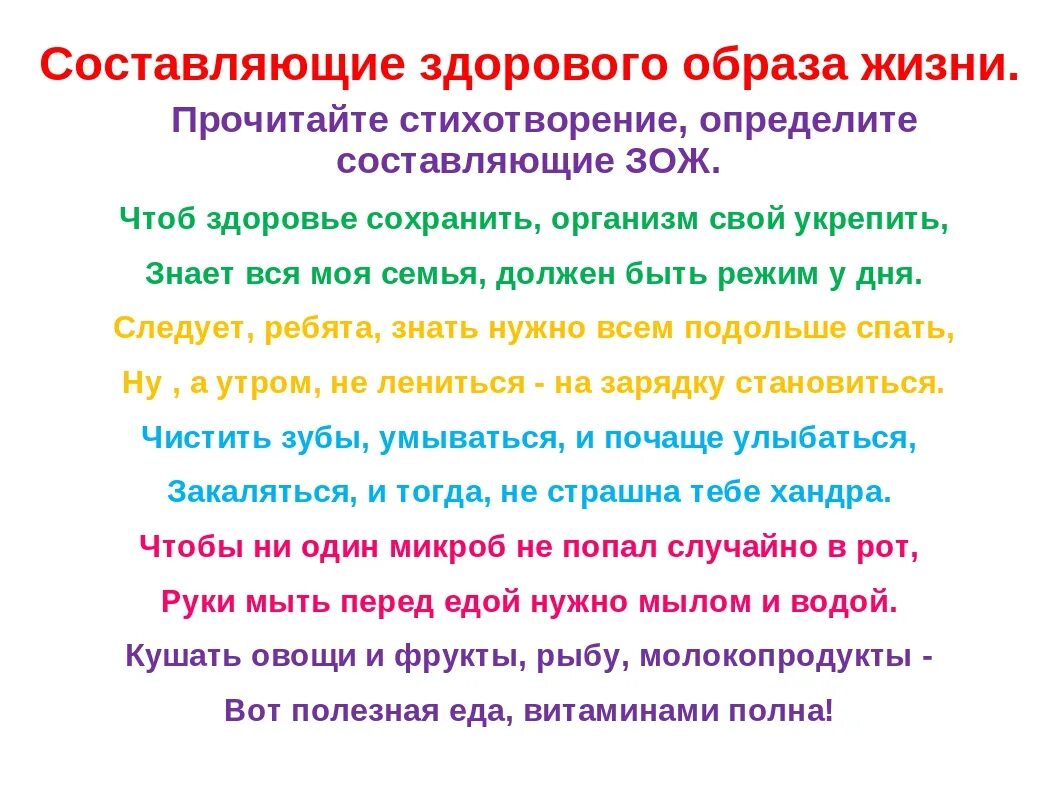 Стих о здоровом образе жизни для детей. Стих про здоровый образ. Стихи про здоровый образ жизни. Стихи про ЗОЖ для школьников. Здоровый образ жизни для детей.