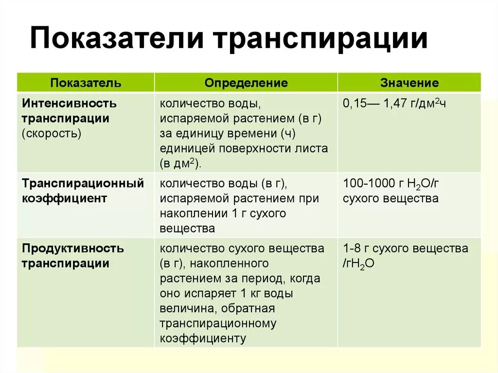 От какого фактора зависит поглощение воды растением. Интенсивность транспирации. Коэффициент транспирации с/х растений. Показатели транспирации. Интенсивность транспирации у растений.