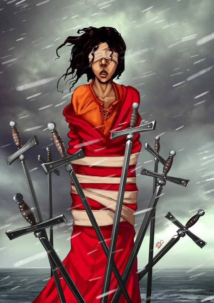 Восьмерка мечей человек. Восемь мечей таро. восьмерка мечей. таро женщина с мечом. женщина с мечом аркан.