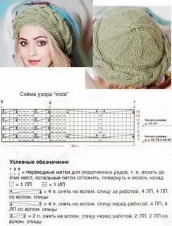 Шапка спицами 57 размер
