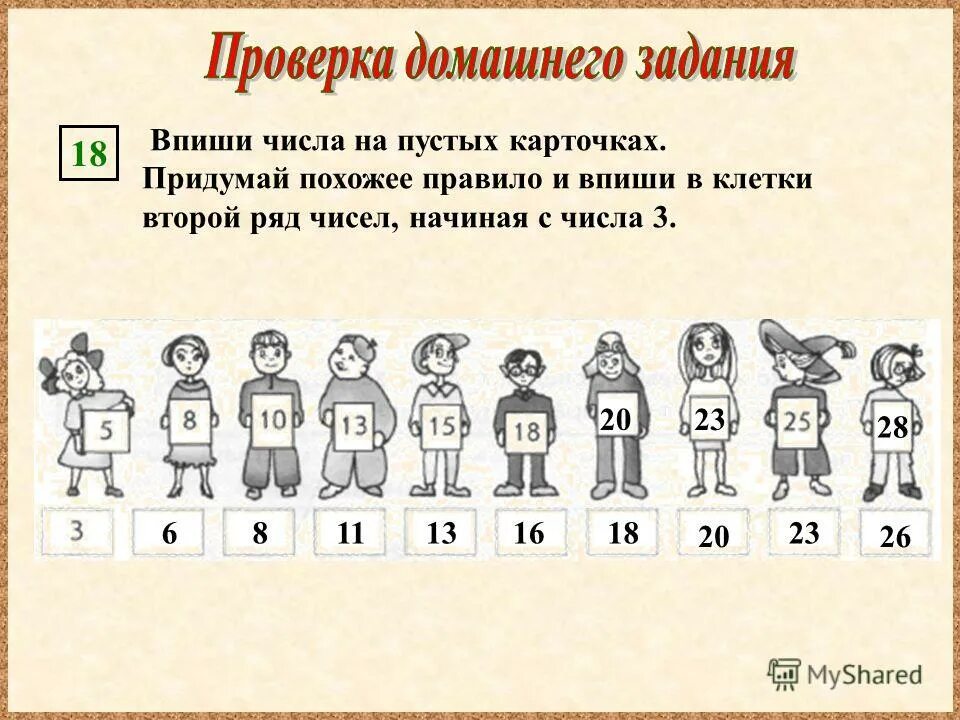 рассказ ученый петя. впиши числа в пустых карточках. придумай похожую. придумай похожее правило. придумай похожее правило.