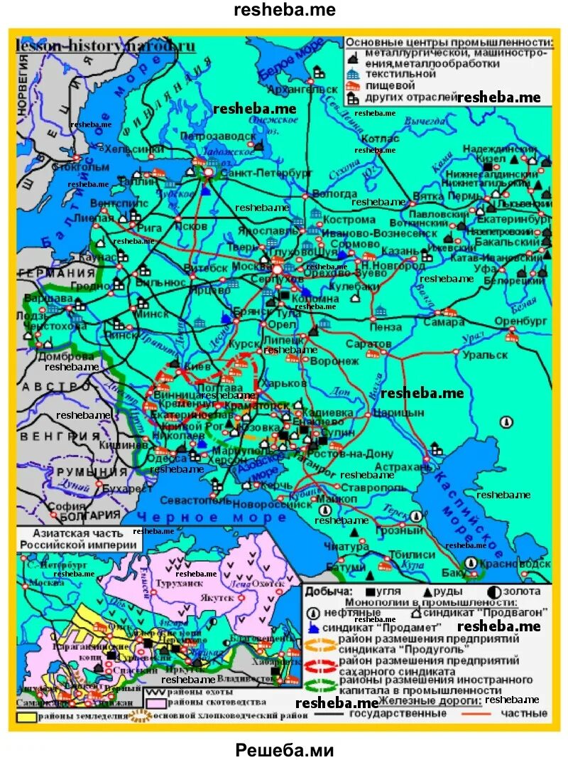 Российская империя экономика место. Карта промышленности России в начале 19 века. Российская Империя в начале 20 века экономическое развитие карта. Экономическая карта России в начале 20 века. Российская Империя во второй пол 19 века карта.