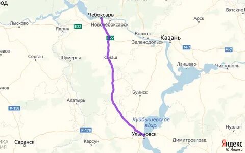 Ульяновск канаш расстояние на машине