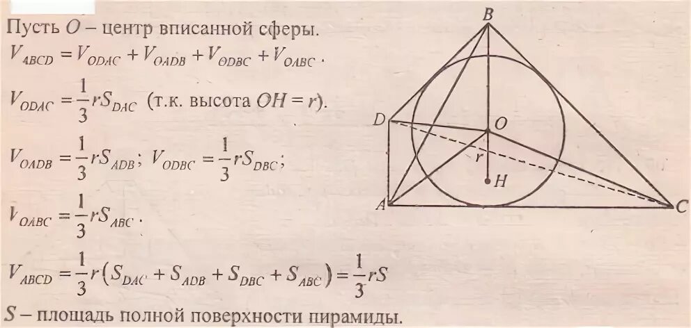 В основание пирамиды можно вписать окружность. Радиус сферы вписанной в пирамиду. Объем шара вписанного в пирамиду.