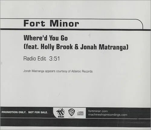 Fort minor where d you go. Fort minor where&#039;d you. where&#039;d you go fort minor feat. holly. holly brook and jonah matranga. where&#039;d you go fort minor feat. holly brook jonah matranga.