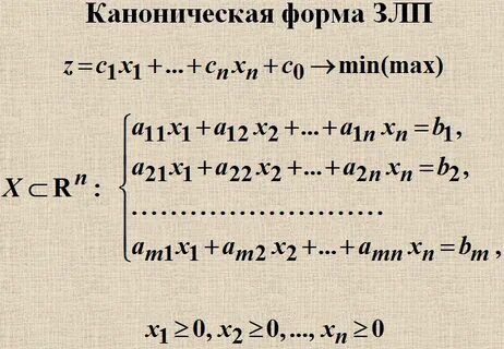 Каноническая форма задачи