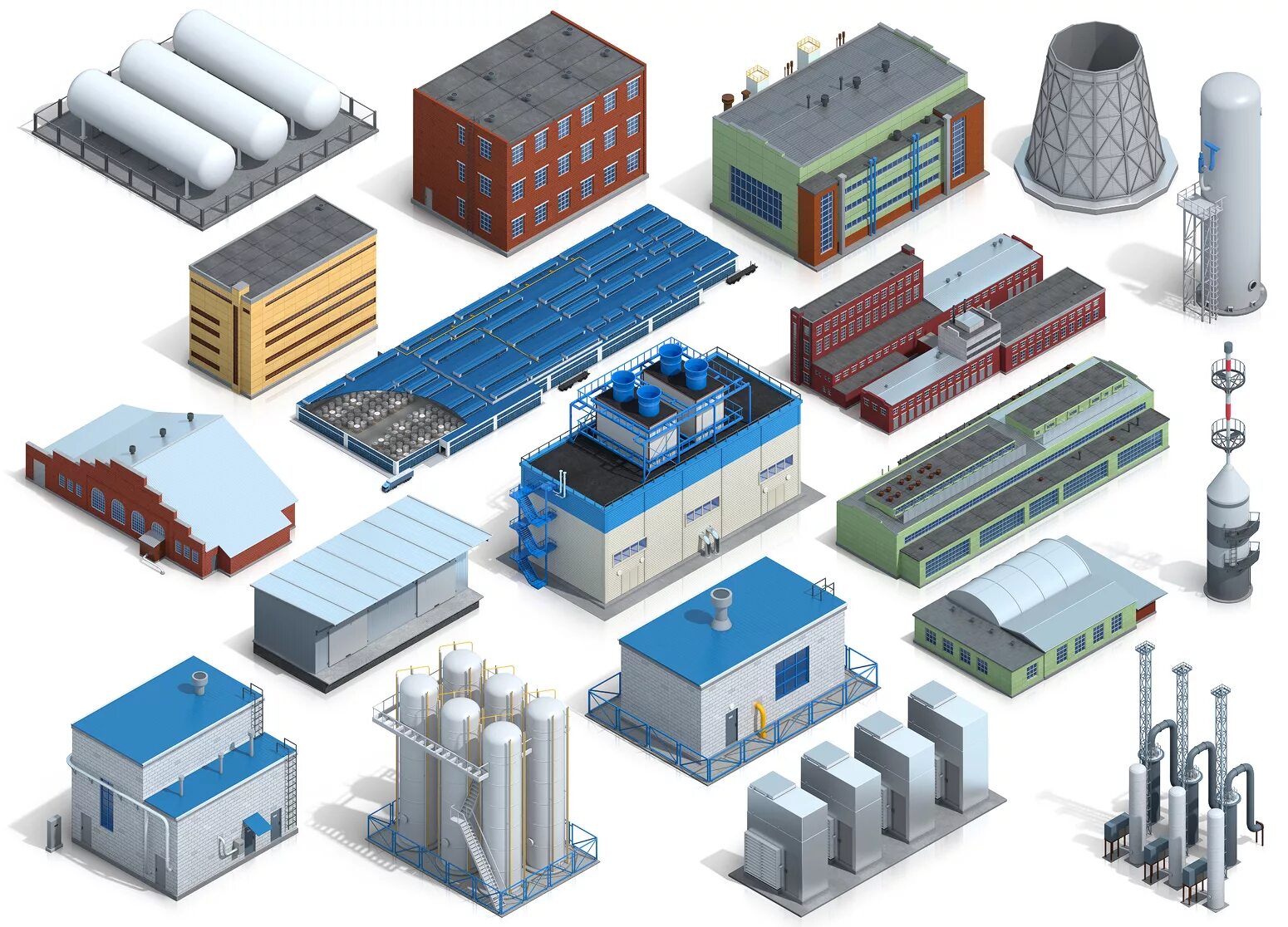Visio 3d модуль. Промышленные здания. Производственные постройки. Одноэтажные и многоэтажные промышленные здания.