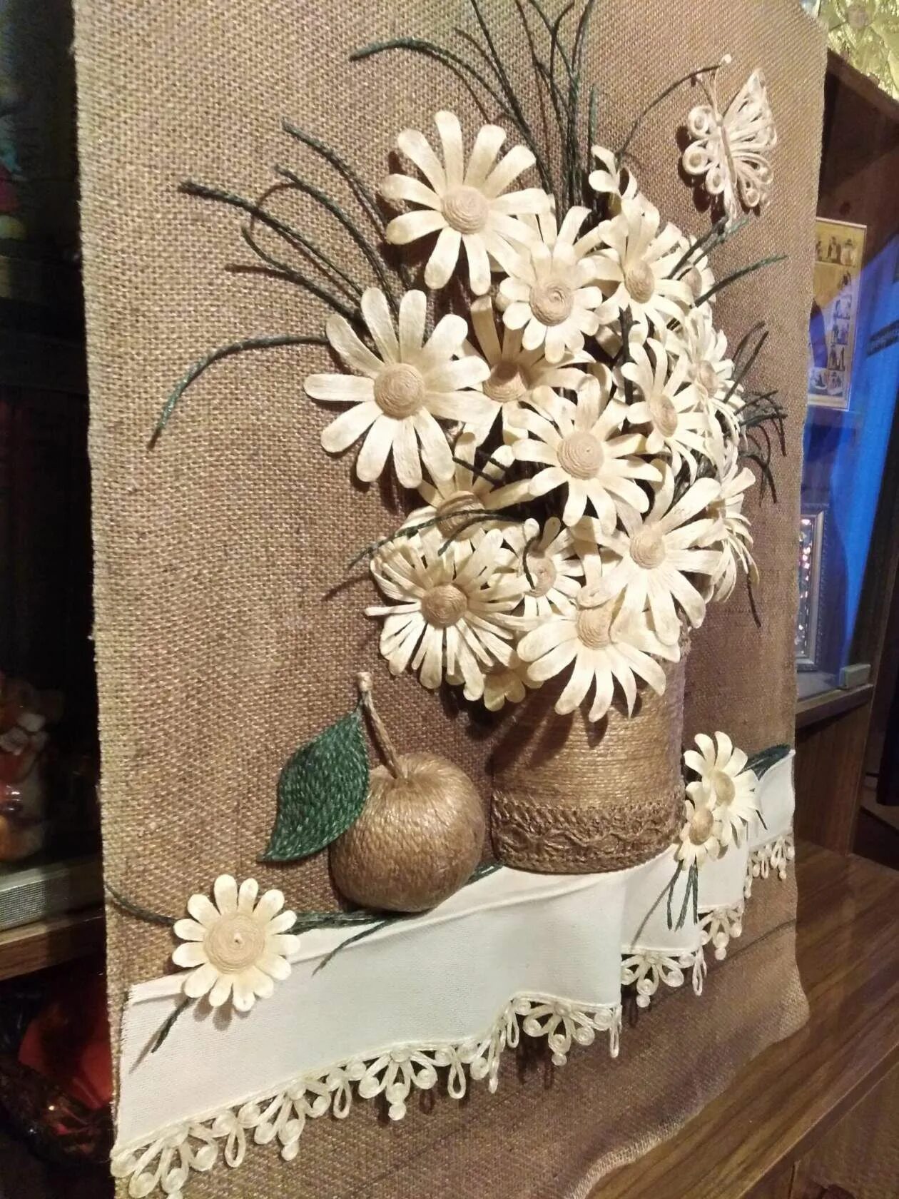 украшения из джута. панно из джута. панно из джута своими руками и мешковины. панно из джута своими руками и мешковины. юлия досяк джутовая филигрань.