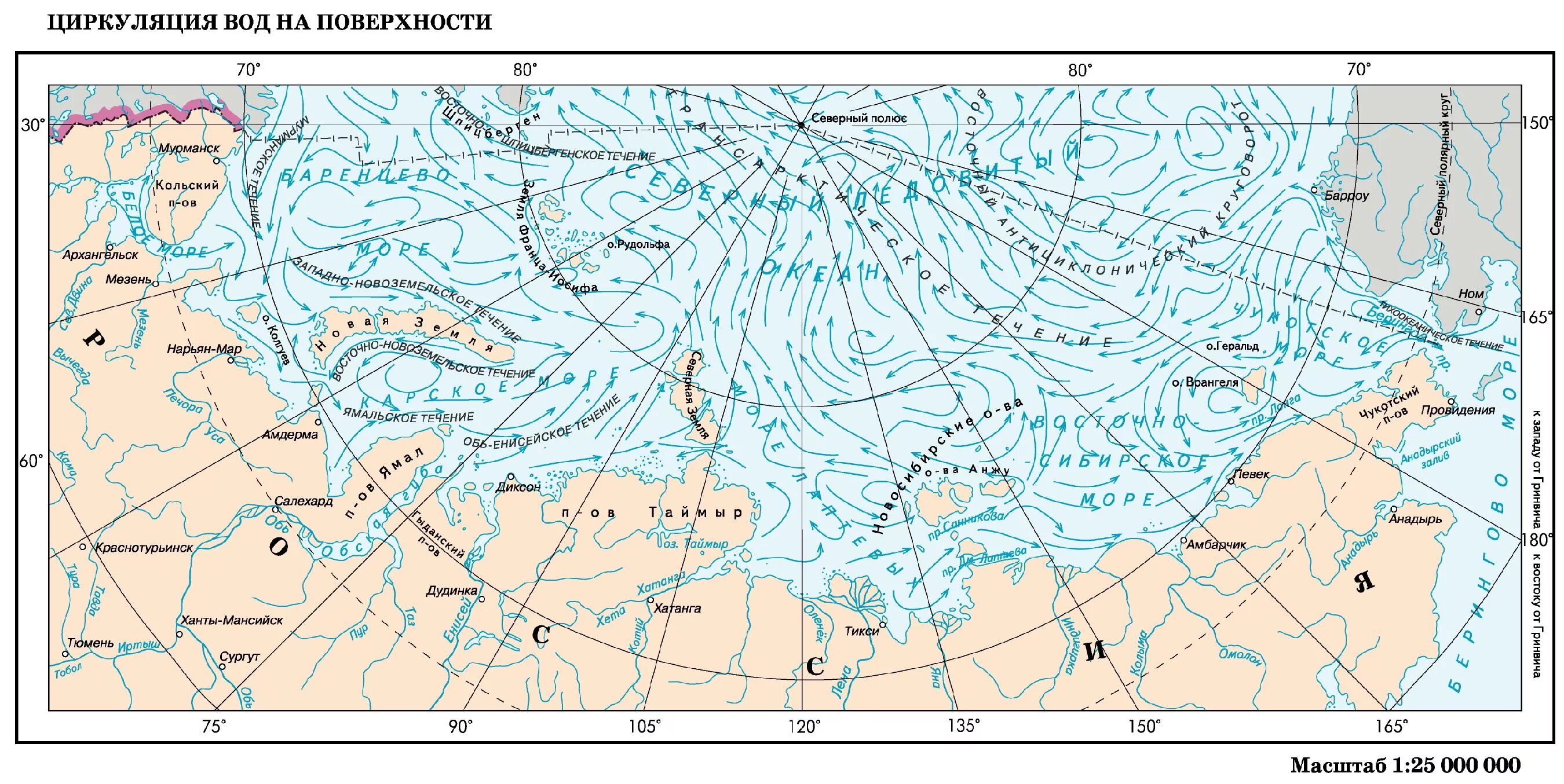 Течения Северного Ледовитого океана на карте. Морские течения России на карте России. Климатическая карта Северного Ледовитого океана. Течения Северного Ледовитого океана.