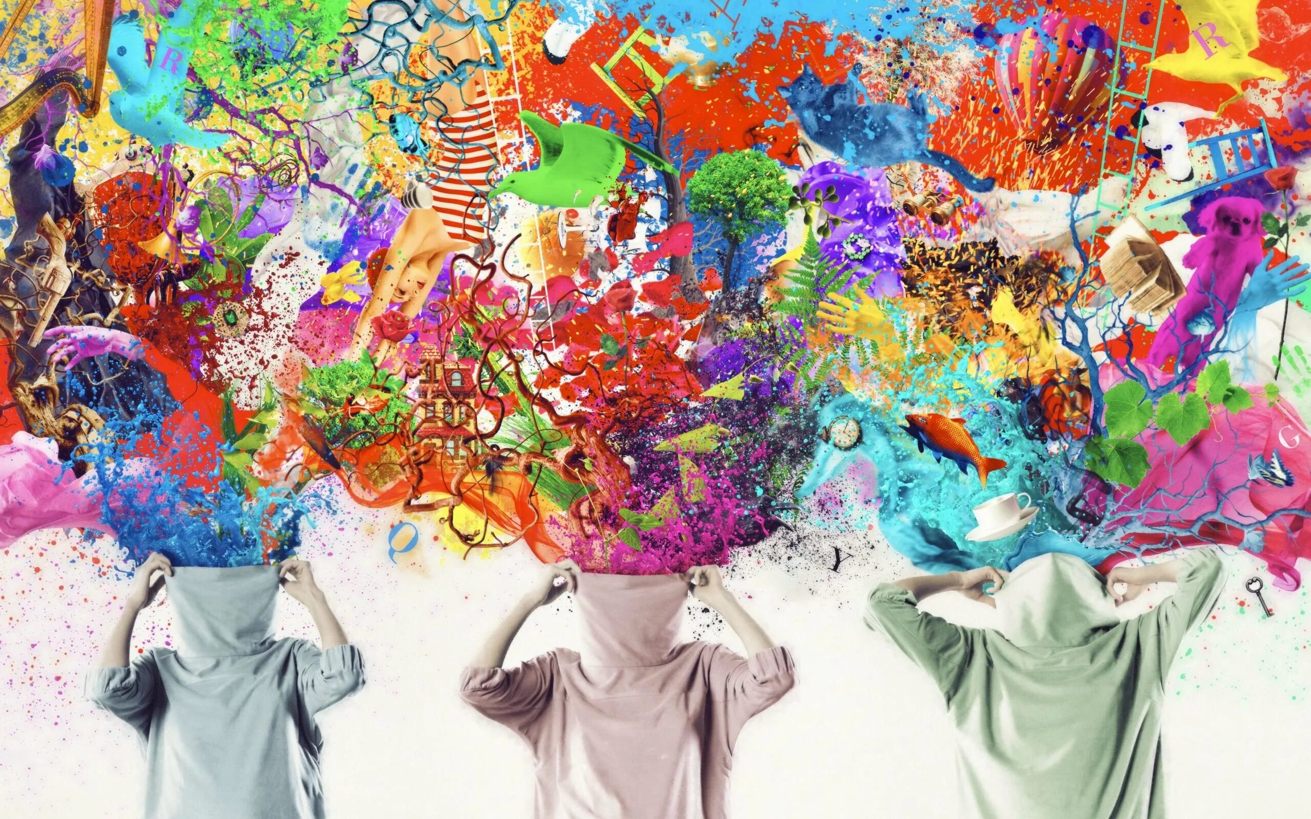 Многообразие идей. Яркие краски. Креативные картины. Яркие краски жизни. Творческие и креативные люди.