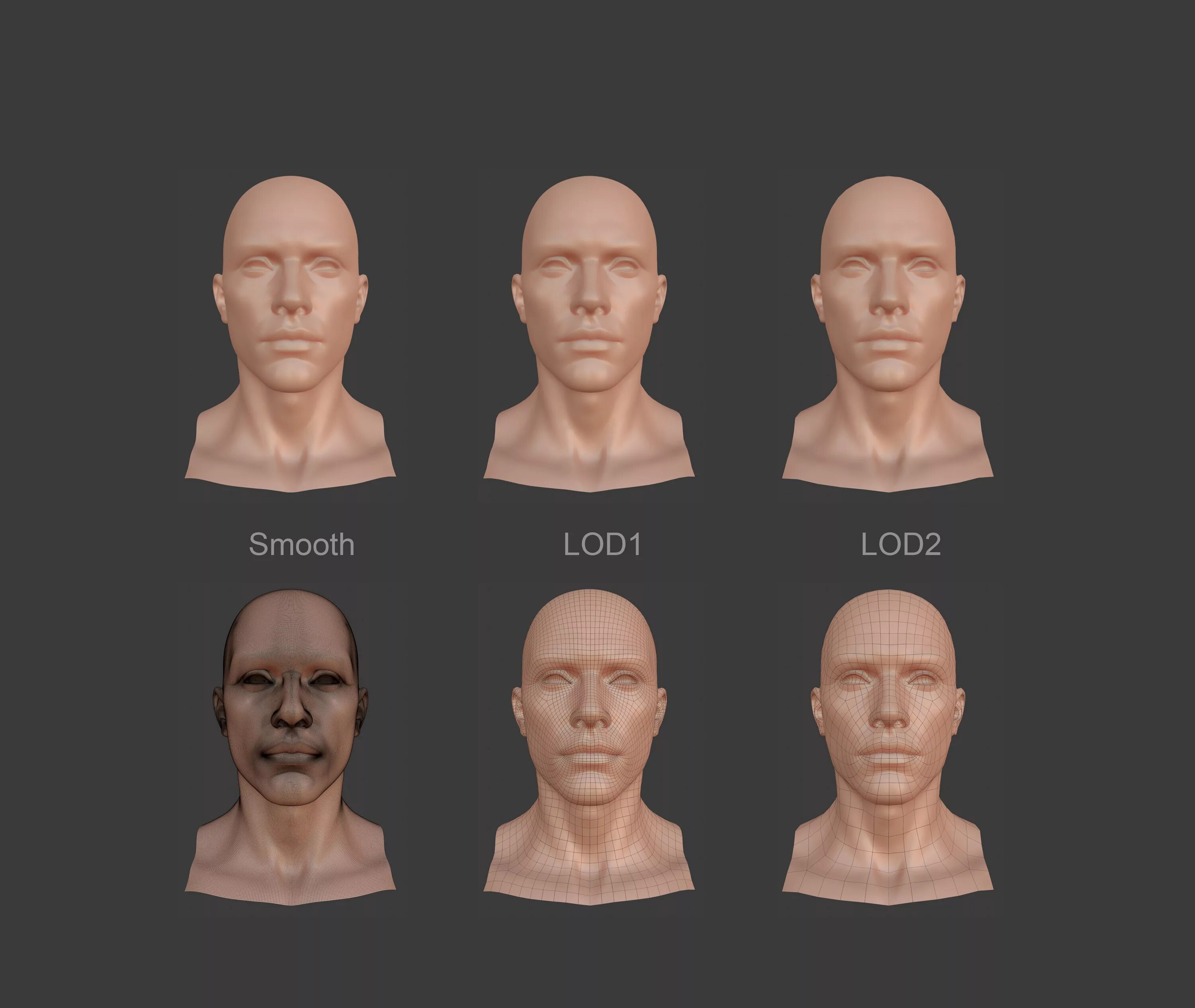 Low Poly body Base. Blendshape. U head Base. Based heads