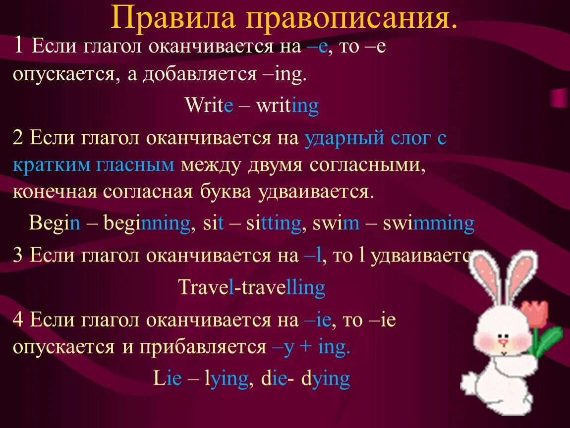 Present Continuous окончание правило. Окончание ing в present Continuous. Present Continuous правила окончания. Окончание в празен Контини уз. Английские глаголы оканчивающиеся