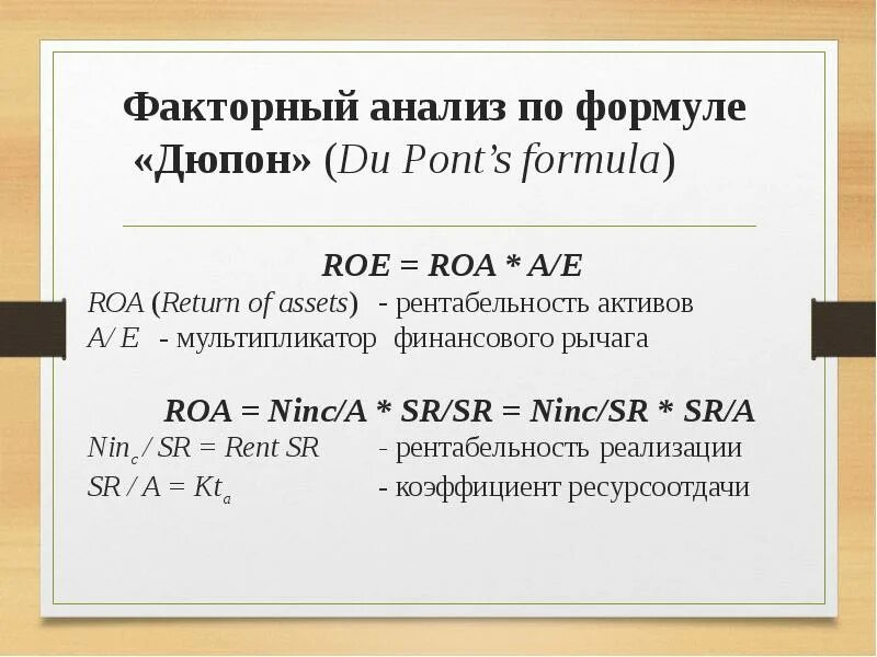 Рентабельность дюпон. Трехфакторная модель Дюпона. Формула Дюпона рентабельность. Модель Дюпона факторный анализ. Roe формула.