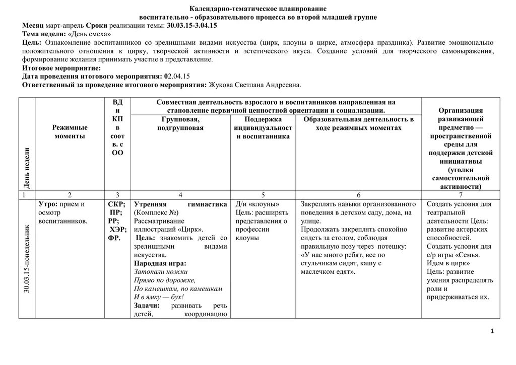 Ежедневное планирование во второй младшей март. Календарно-тематическое планирование во 2 младшей группе. Тематическое планирование во второй младшей группе. Планирование в средней группе день смеха. План подготовительная группа.