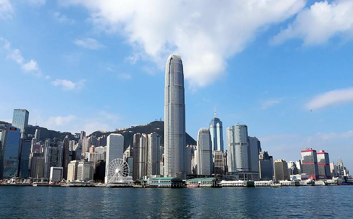 въезд в гонконг. небоскреб гонконга скайскрепер. сянган гонконг. китайский город гонконг сянган. Hong kong skyline.