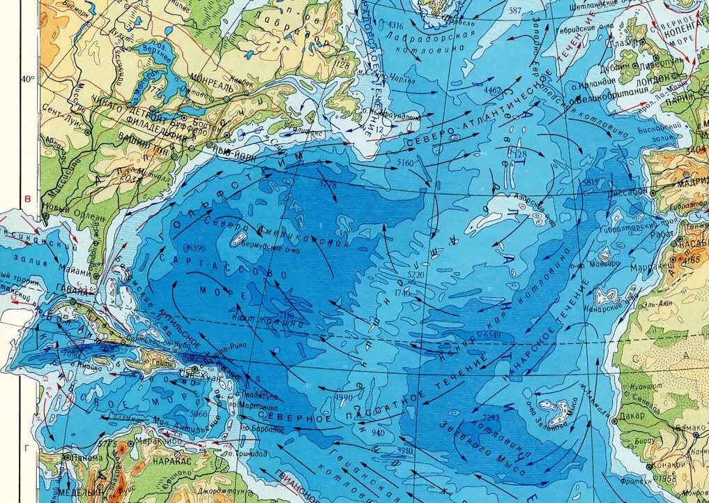 Морские течения действующие в тихом океане. Атлантический океан Саргассово море. Саргассово море на карте Северной Америки. Саргассово море на карте. Саргассово море на карте Атлантического океана.