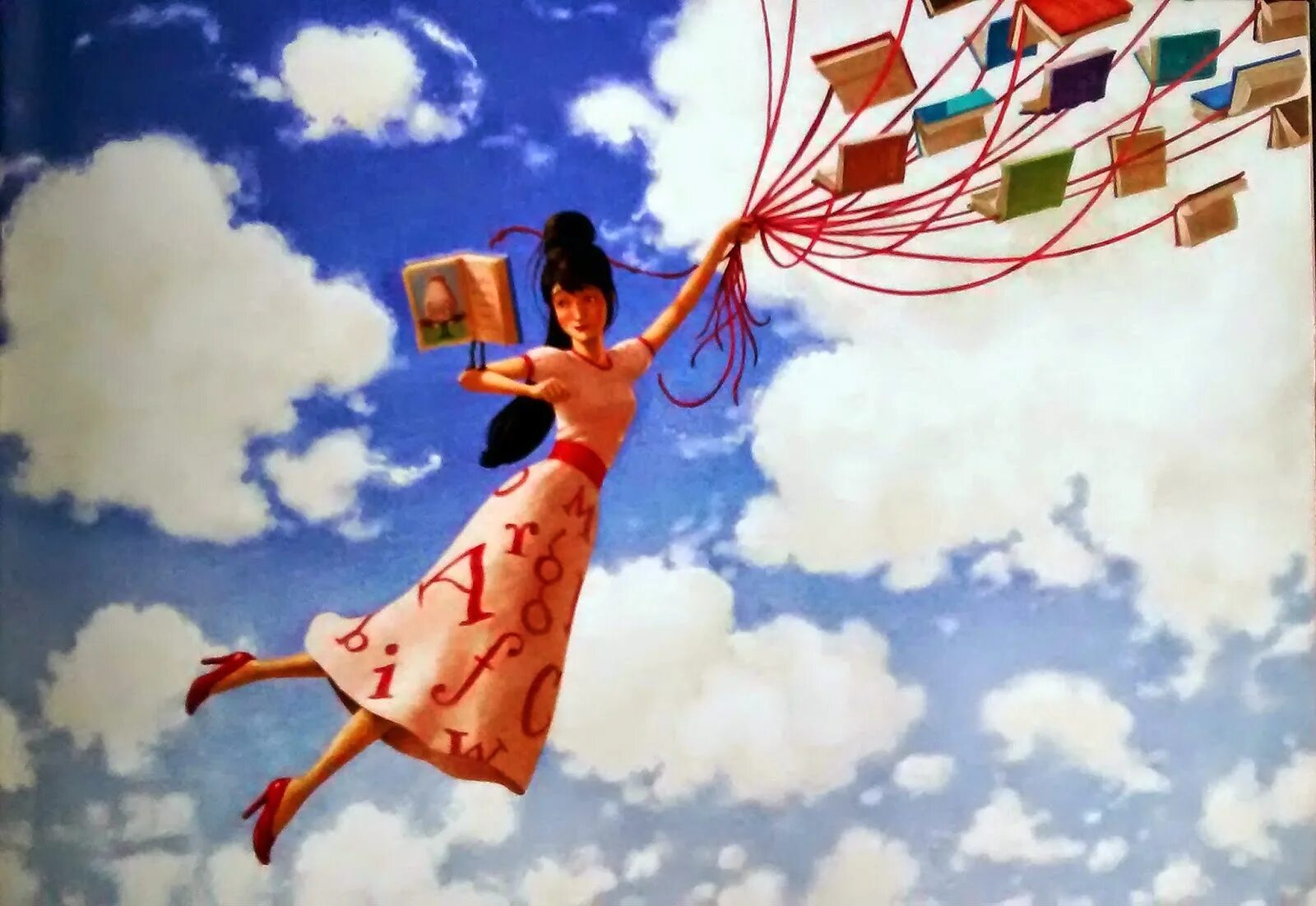 Вспомнить о чем мечтал в. Девушка летит. Летающие книги. Девушка летает. Девочка летает.