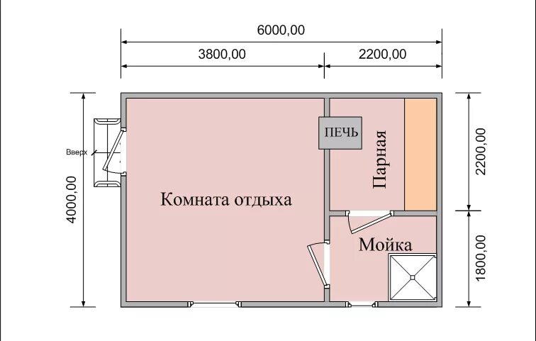Проекты бань с комнатой отдыха 6х4 Баня 6х4 Ярсип